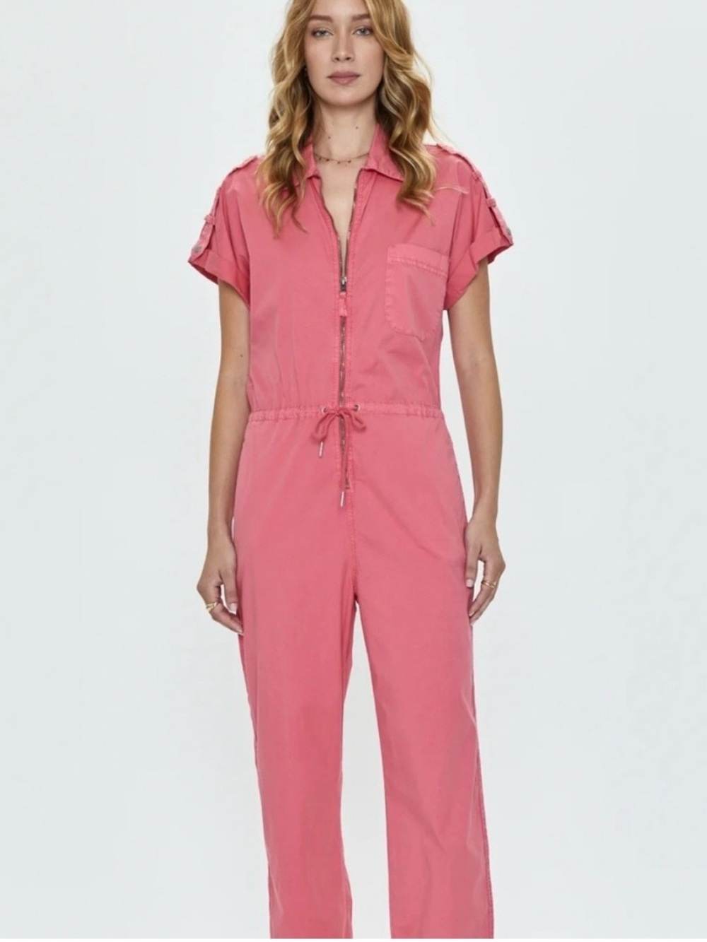 Pistola Bright Pink Short-Sleeve Utility Jumpsuit